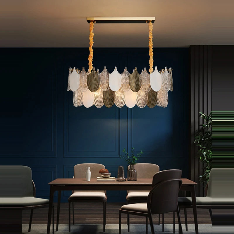 Modern pendant light in stainless steel and decorative glass - vue 4 sur 13