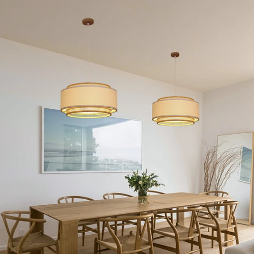 Japanese-style bamboo chandelier for a zen interior - vue 4 sur 12