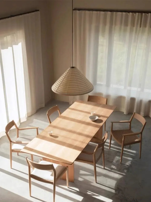 Japanese wabi sabi rice paper LED chandelier - vue 5 sur 8