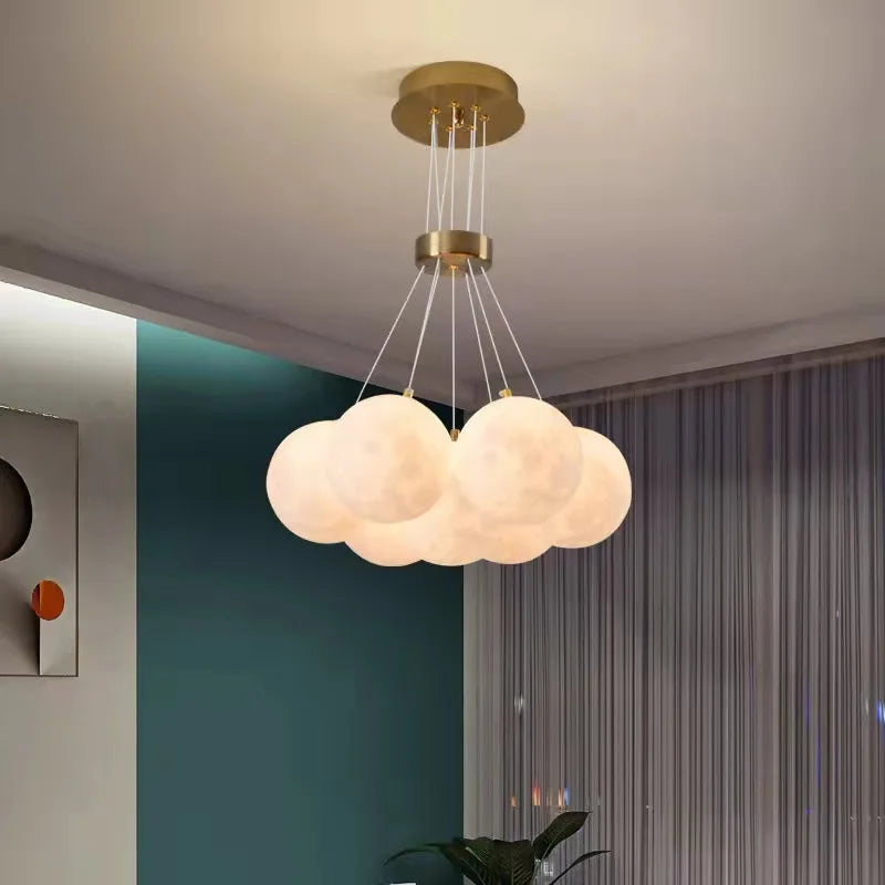 Nordic planet moon bubble LED chandelier for home decor - vue 3 sur 18