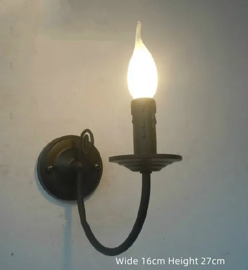 Vintage wrought iron chandelier with candle and black metal - vue 11 sur 10