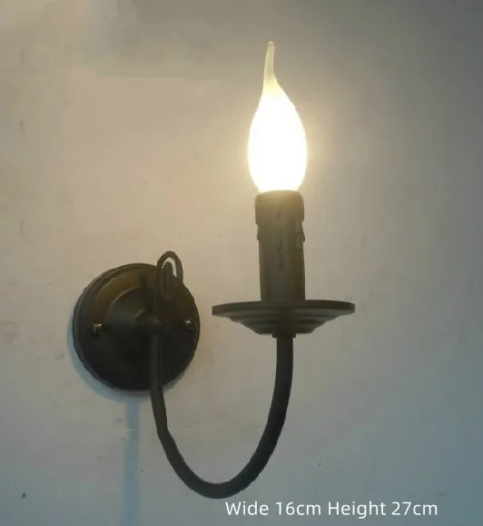 Vintage wrought iron chandelier with candle and black metal - vue 10 sur 10
