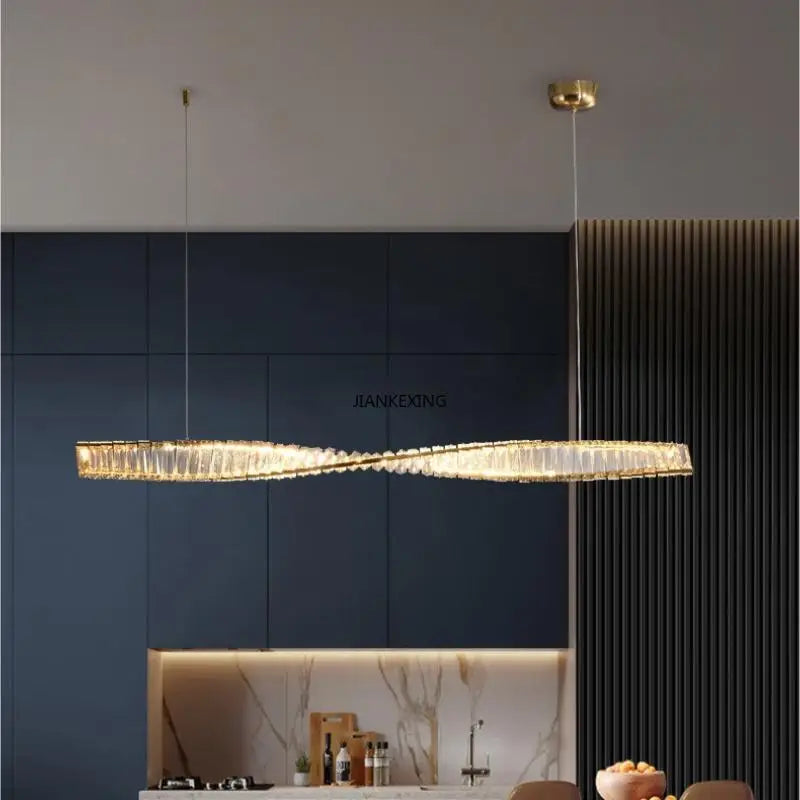 Creative and Personalized Long Crystal Light,Walkway Bedroom TV Background Wall Lamp Luxury Simple LED Suspension Lamps - vue 5 sur 12