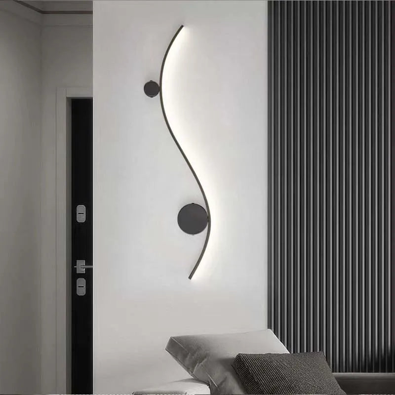 Modern copper wall light gold line decor for living room and hallway - vue 4 sur 14