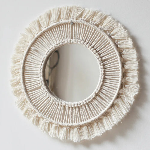 handmade bohemian nordic style decorative wall mirror - vue 5 sur 7