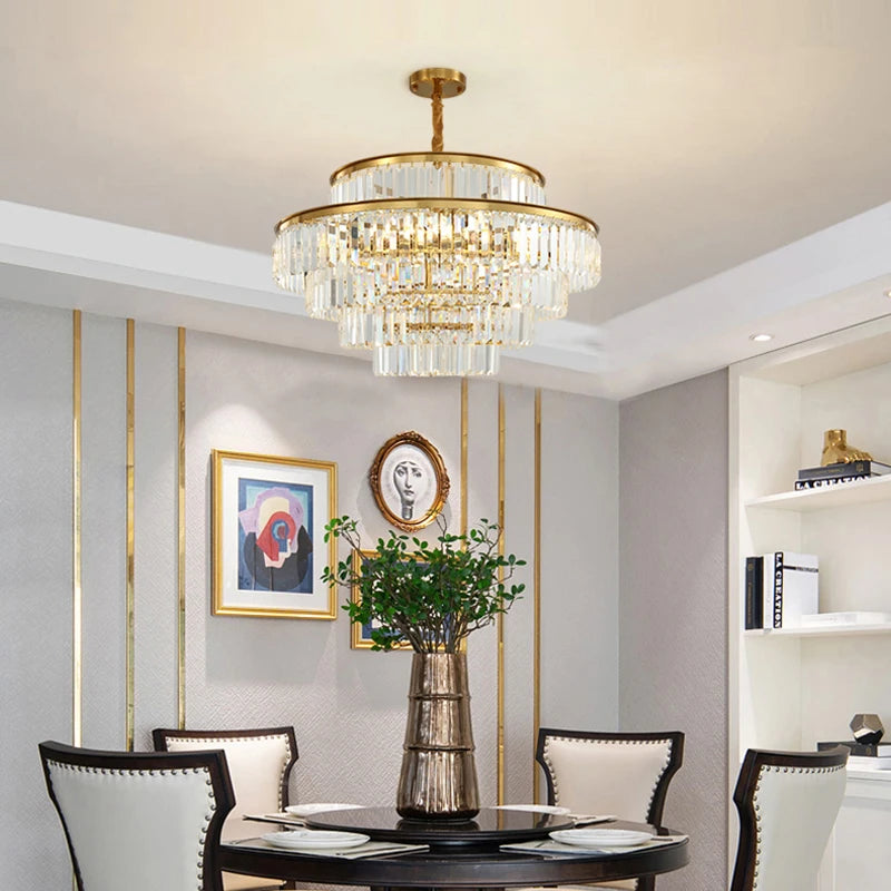 Modern gold crystal chandelier for decorative indoor lighting