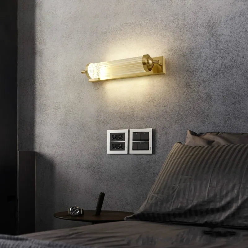 Gold crystal LED wall light for front mirror