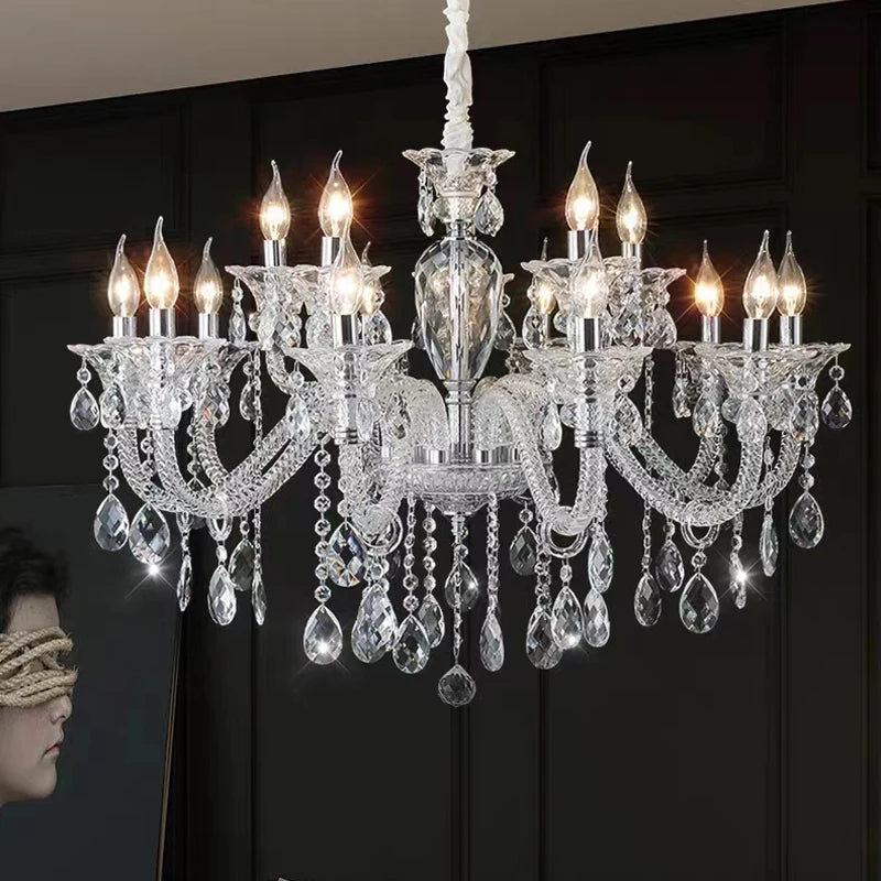 Modern crystal glass chandelier for luxury spaces - vue 4 sur 13