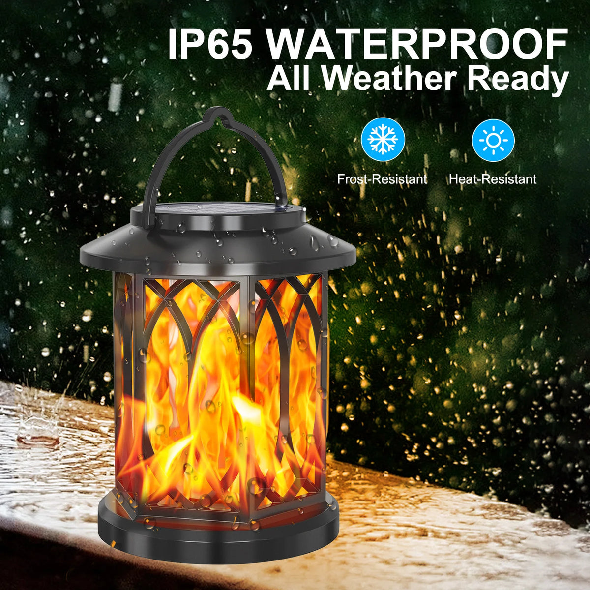 Solar flame hanging lamp for outdoor garden