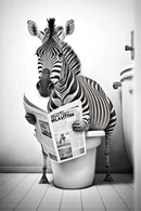 Humorous animal canvas wall art for bathroom