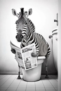 Humorous animal canvas wall art for bathroom