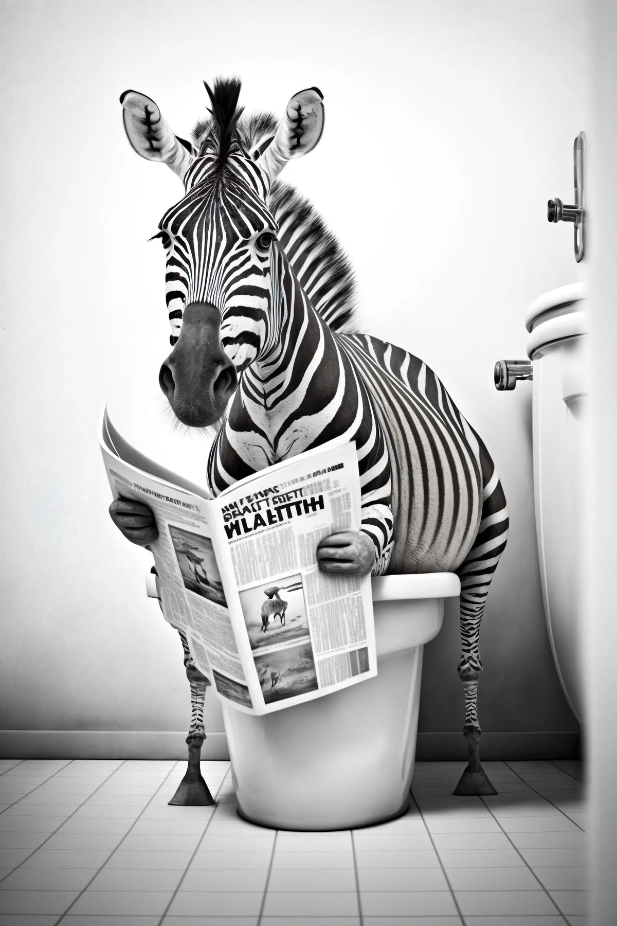 Humorous animal canvas wall art for bathroom