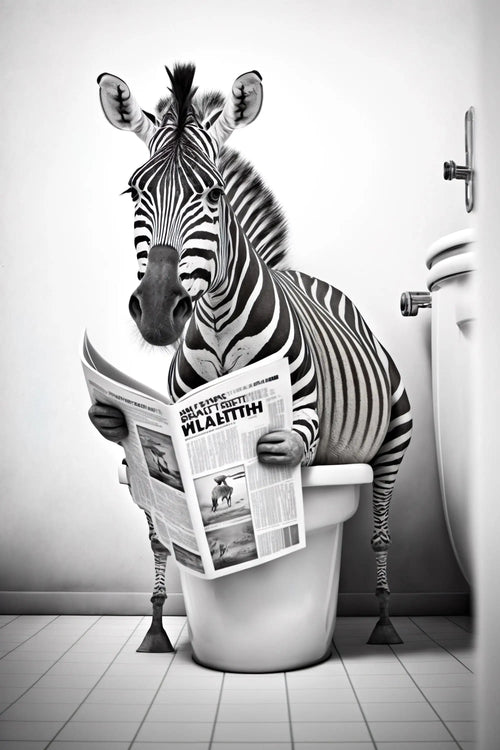 Humorous animal canvas wall art for bathroom
