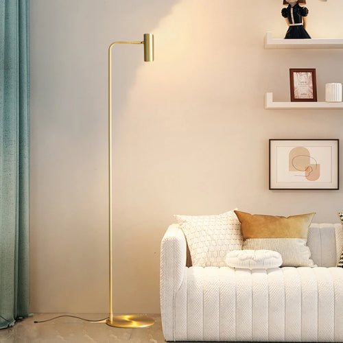 Minimalist brass rotating floor lamp with 3 brightness levels - vue 2 sur 8