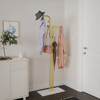 metal coat rack with elegant gold marble base