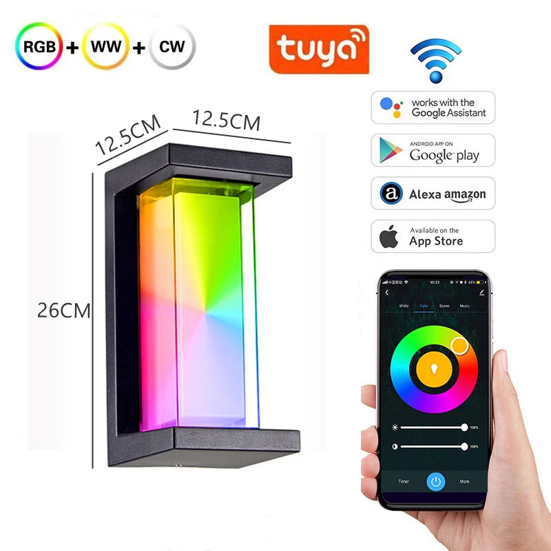 Outdoor LED wall light wi-fi waterproof double lampshade aluminium acrylic - vue 14 sur 15