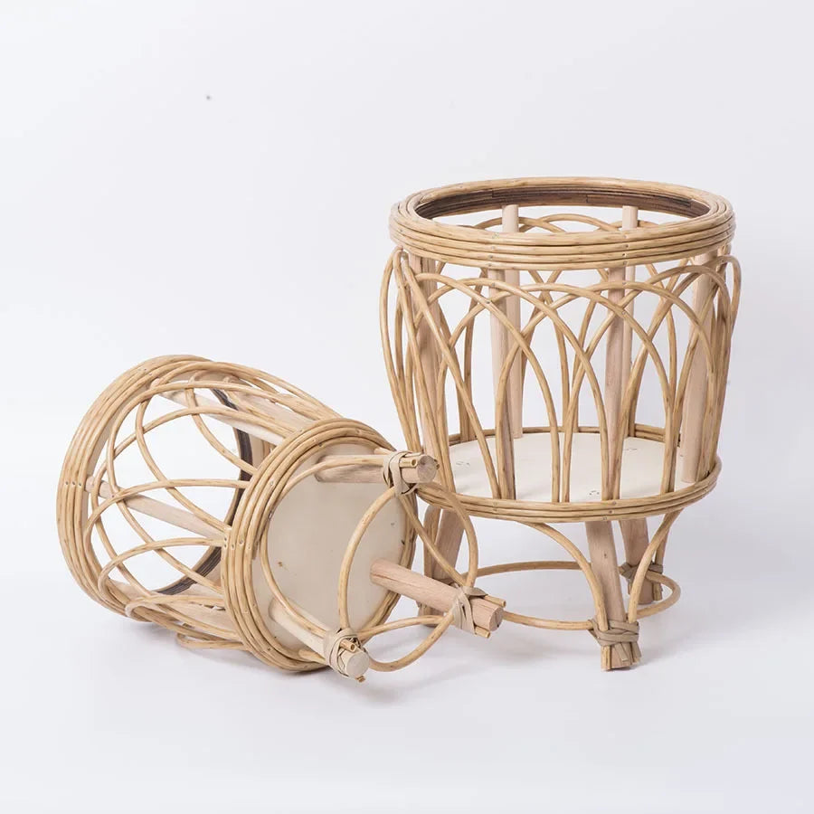 Rattan flower pot with creative bamboo stand