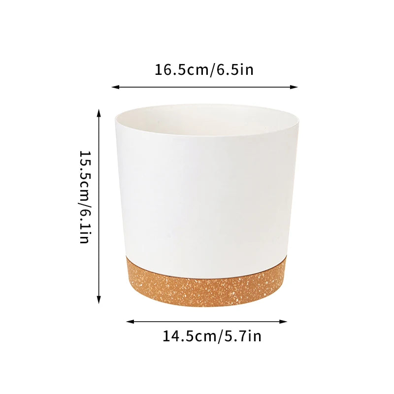 Large circular plastic indoor plant pot with drainage and tray - vue 15 sur 15