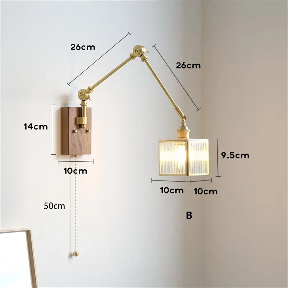 Retro copper wall light with swing arm and adjustable shade - vue 8 sur 9