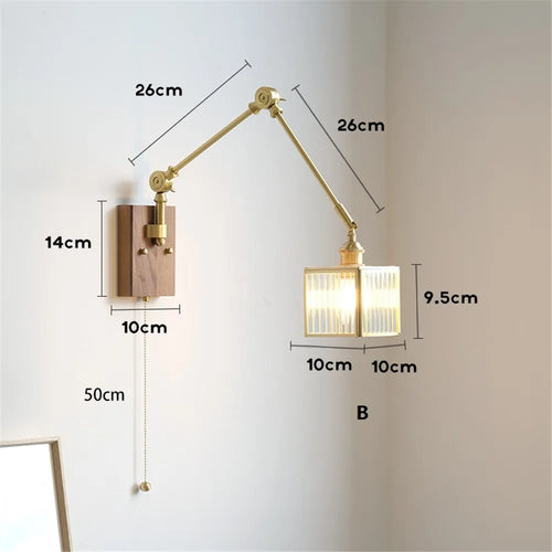 Retro copper wall light with swing arm and adjustable shade - vue 9 sur 9