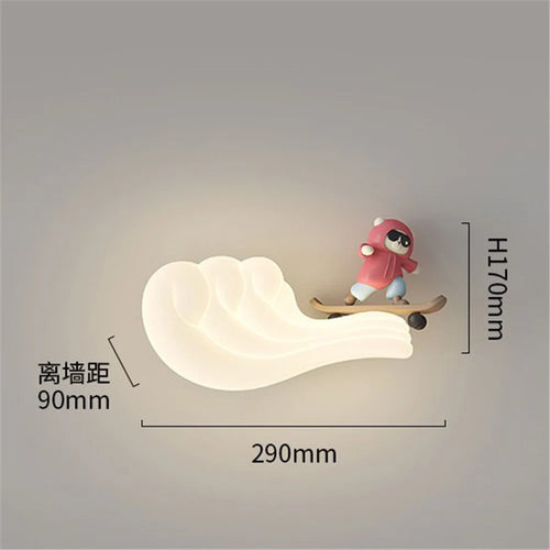 Children's LED whale and sailboat wall light with colour changing