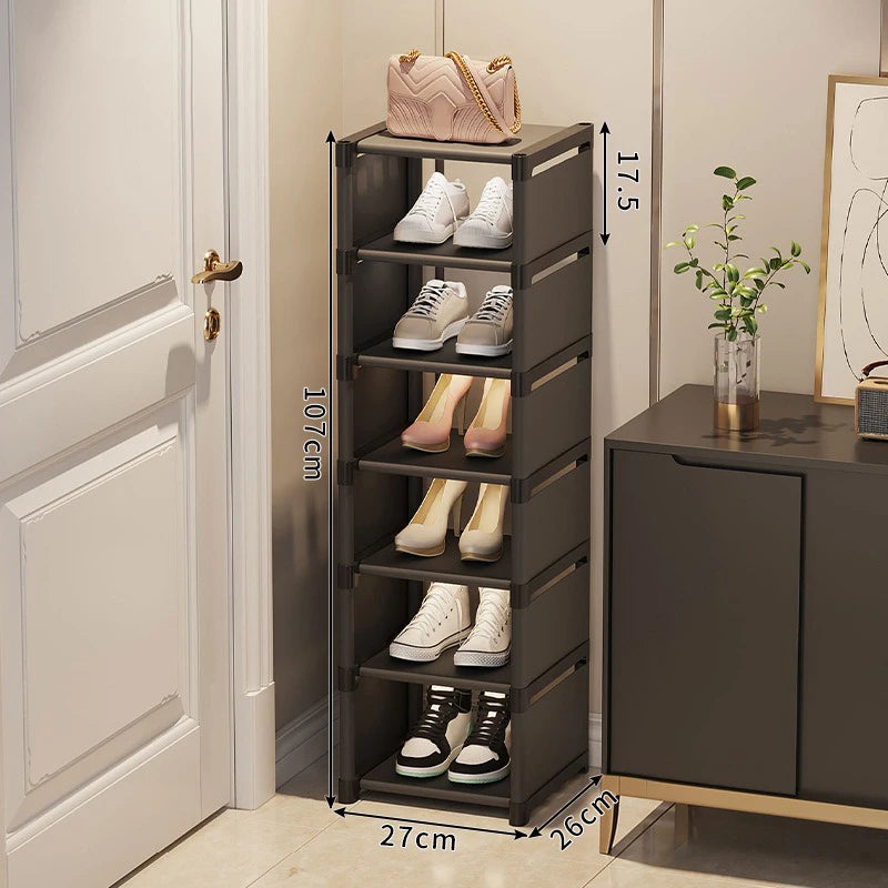 stackable and adjustable space-saving shoe organizer - vue 7 sur 15