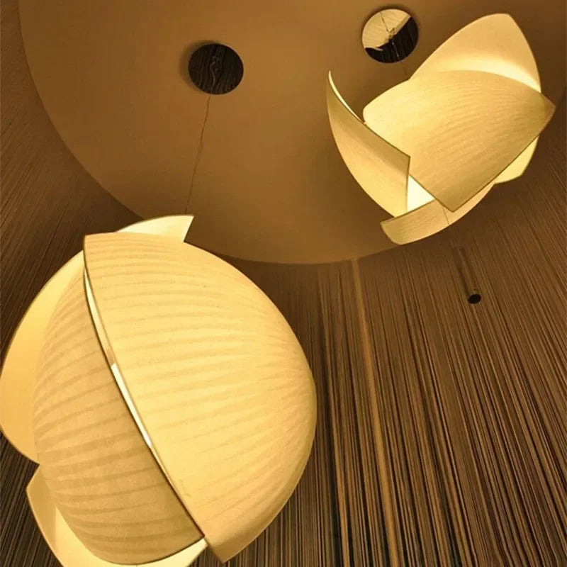 Handmade Japanese fabric pendant light wabi sabi for indoor lighting