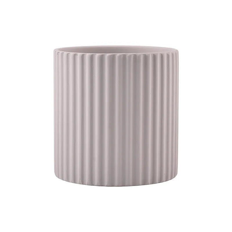 ceramic flower pot vertical lines for indoor plants - vue 16 sur 23