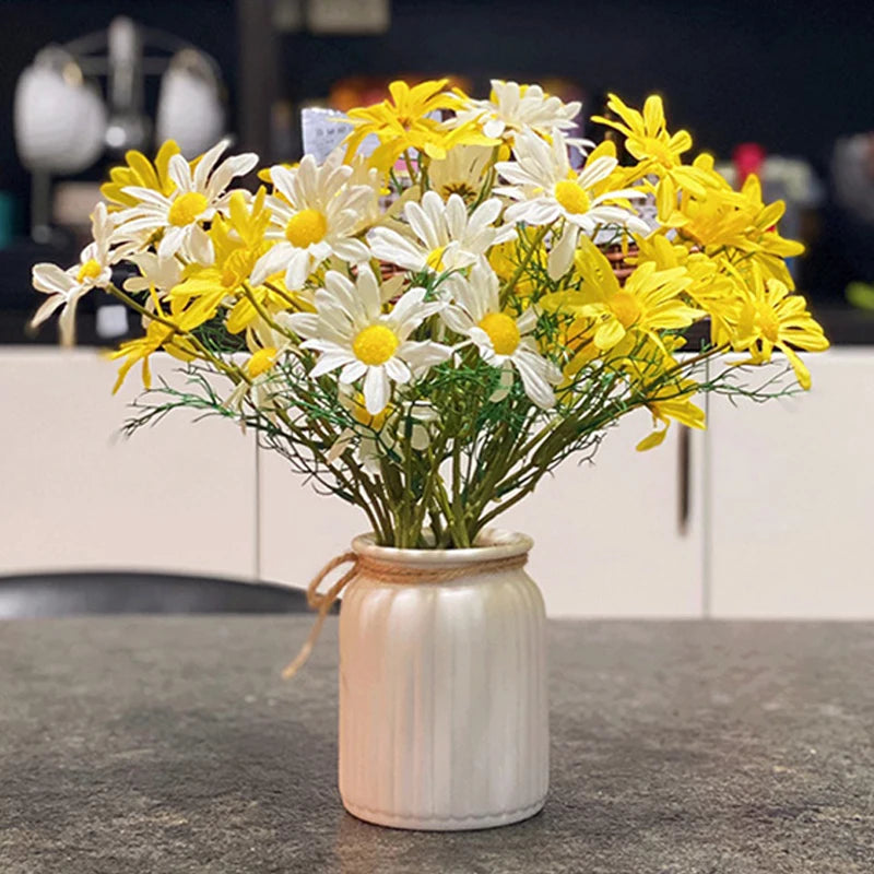 5 white daisy heads artificial flowers for festive decorations - vue 3 sur 11