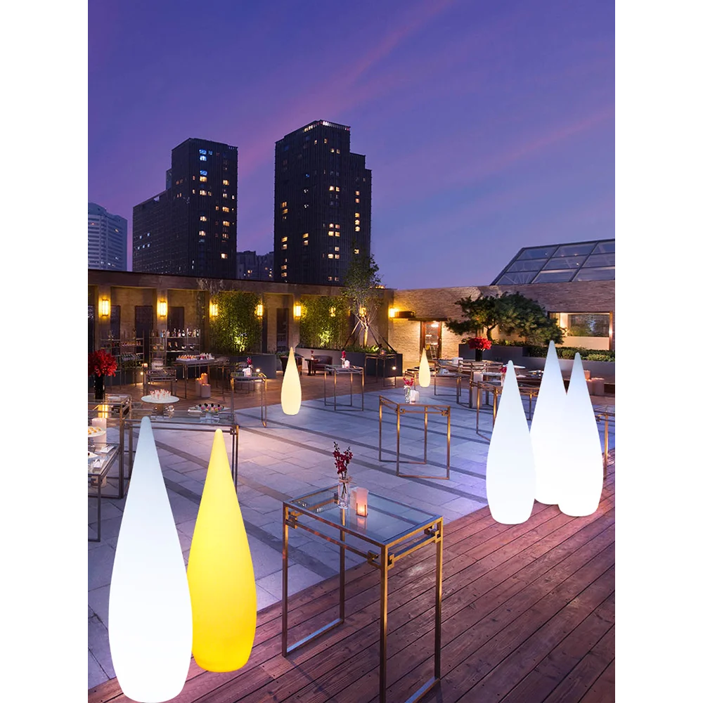Waterproof solar garden floor lamp with water drop shape - vue 5 sur 14