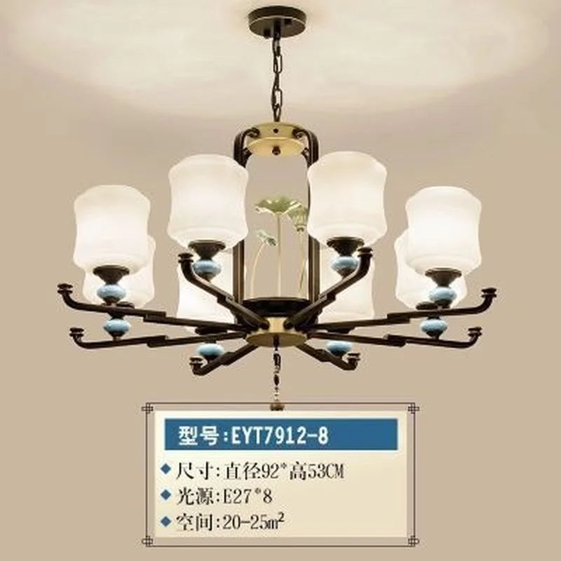 Chinese retro chandelier for elegant and cosy lighting - vue 10 sur 21