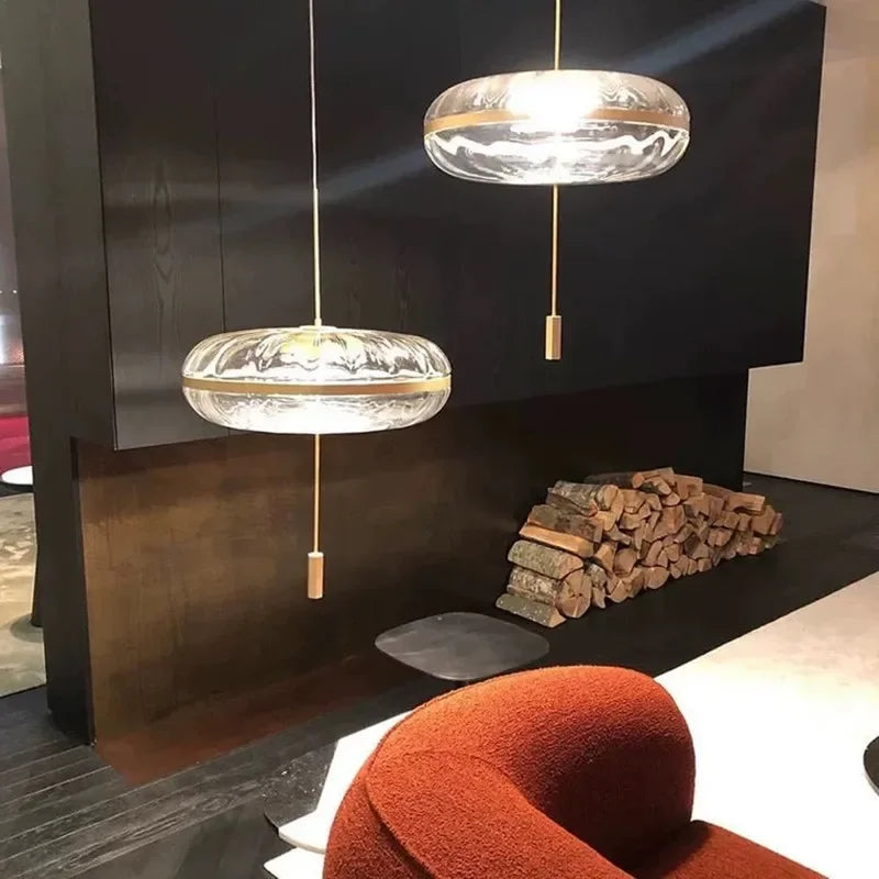 Luxury post-modern ripple glass pendant light for loft interiors