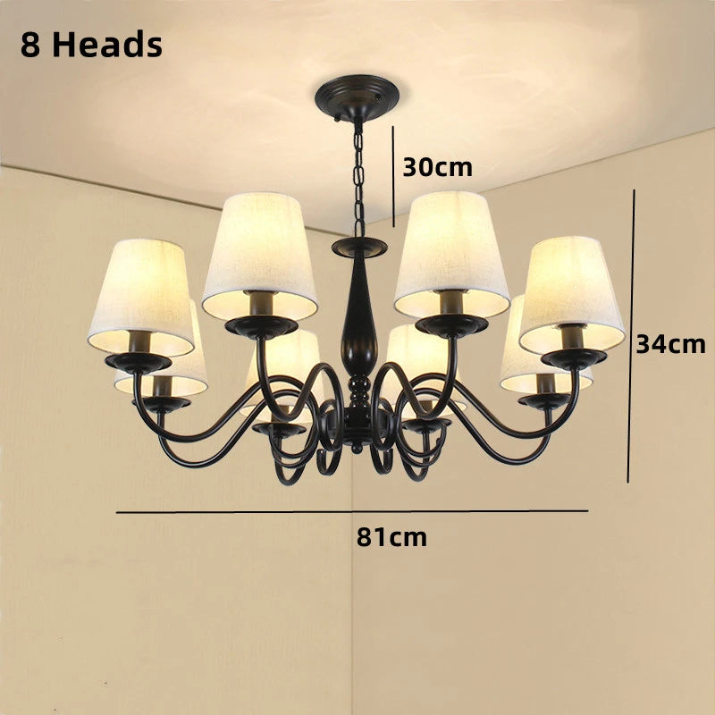 Black iron chandelier with shade for an elegant interior