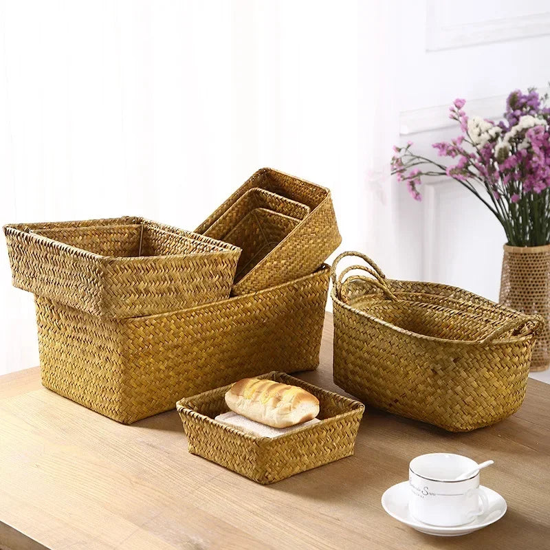 woven wicker basket for storage and decoration