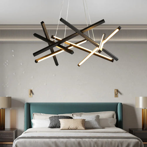 Minimalist designer chandelier with geometric light for elegant interiors