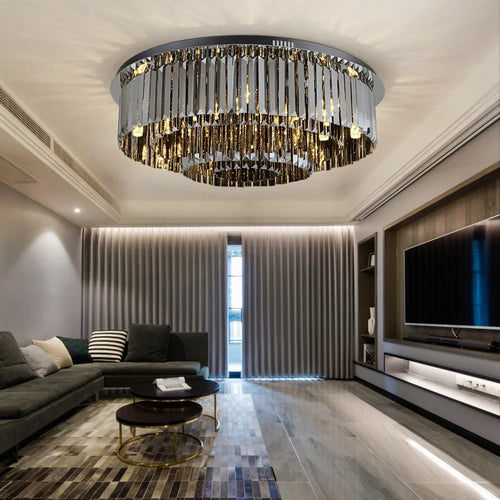 Luxury round crystal LED ceiling light - vue 6 sur 9