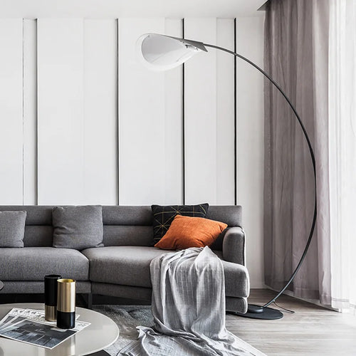 Modern black parabola LED floor lamp for bedroom and living room - vue 6 sur 6
