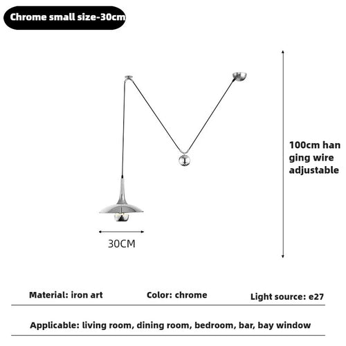 Modern flying saucer pendant light with pulley for bars and restaurants - vue 17 sur 18
