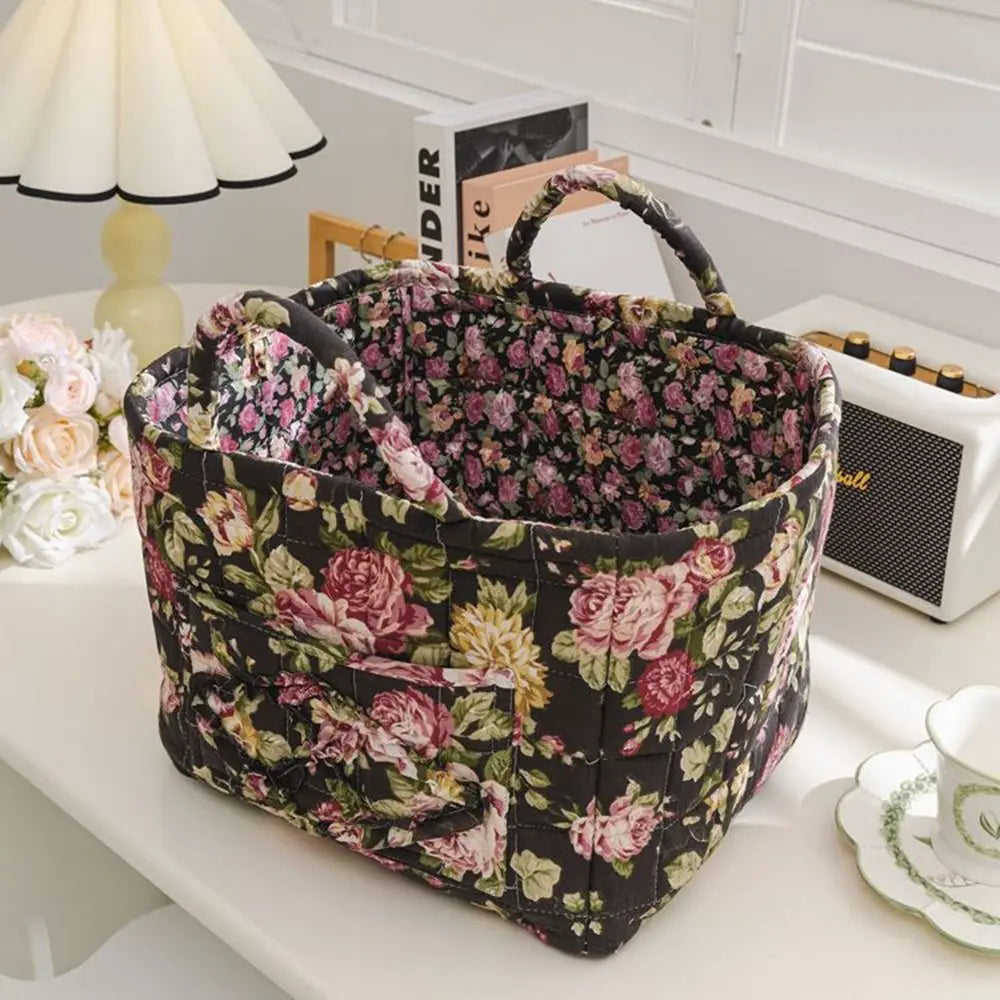 Pastoral style washable fabric storage basket stackable multi-use