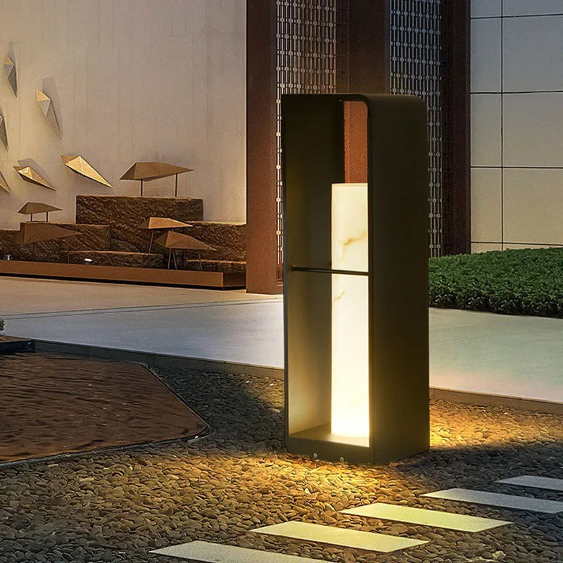 Luxury solar LED garden lamp with waterproof marble finish