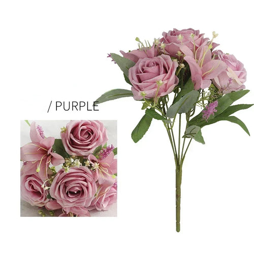 Wedding decoration bouquet with artificial lilies and scented roses for garden - vue 11 sur 11
