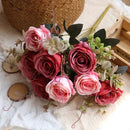 Artificial silk rose bouquet for home decoration