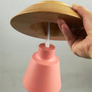 Sweet Home Macaron colour LED iron and wood pendant light chandelier ceiling lamp