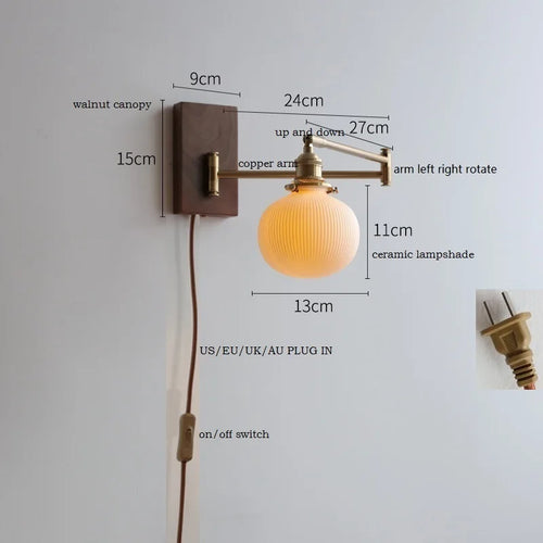 Ash and walnut wood LED wall light - vue 22 sur 23