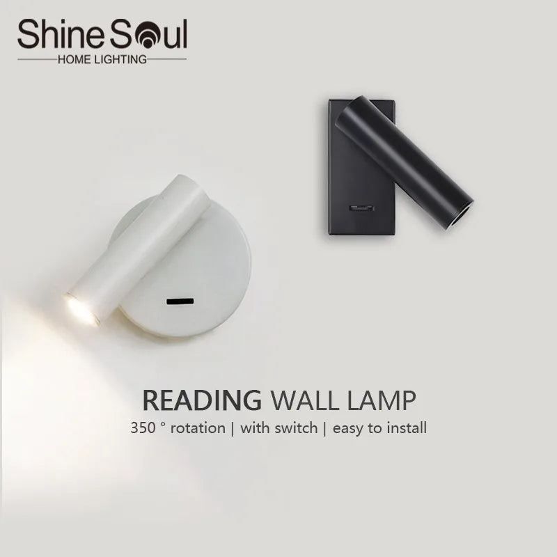 Modern adjustable rotating LED wall lamp for reading