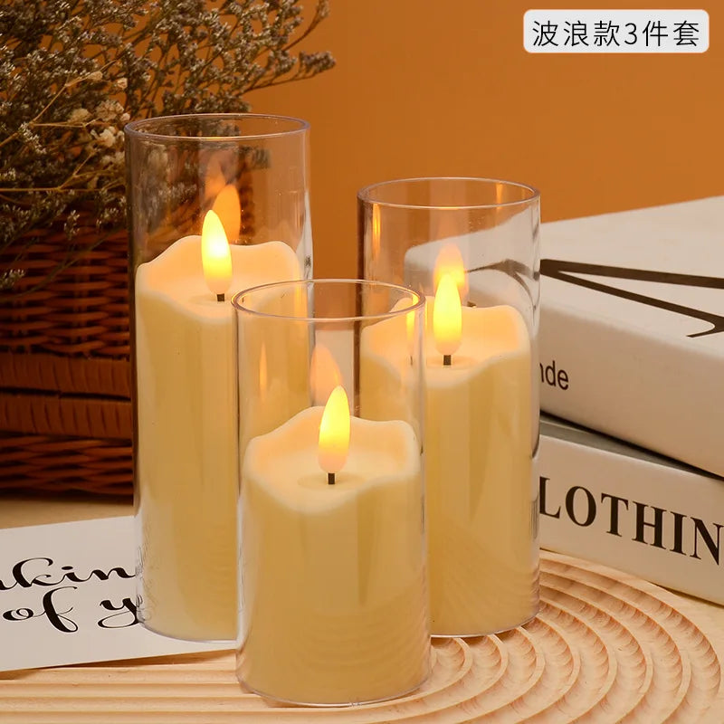 Set of 6 acrylic glass LED candles for weddings and Christmas