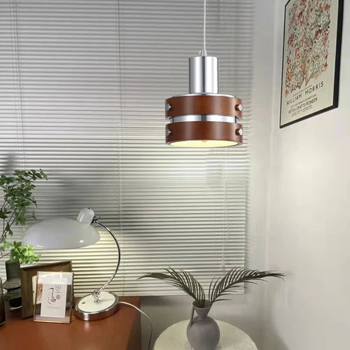 Creative pendant light in chrome wood and metal for interiors - vue 4 sur 8