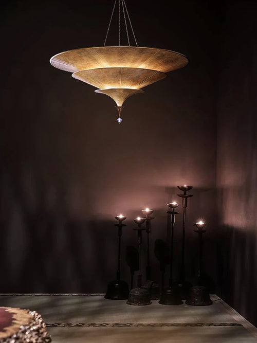 Buddhist mood pendant light for wabi sabi Asian decor - vue 3 sur 8