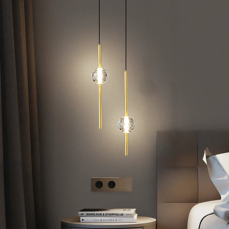 Modern brass LED pendant light with adjustable cord