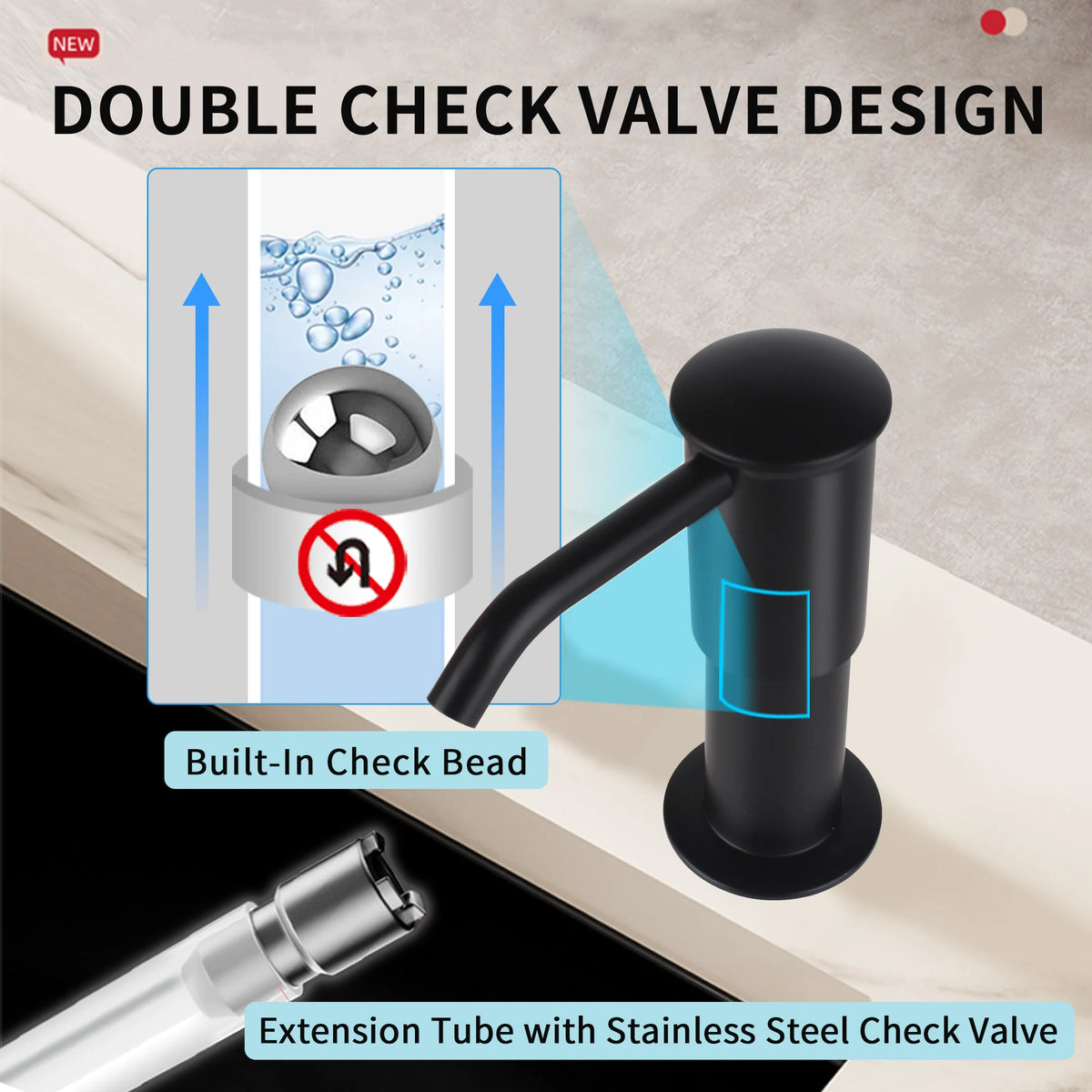 kitchen soap dispenser with built-in extension tube